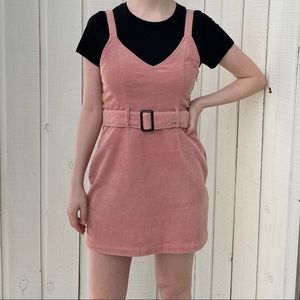H&M pink corduroy pinafore dress